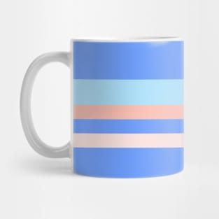 A supreme batter of Fresh Air, Soft Blue, Little Girl Pink, Very Light Pink and Melon stripes. Mug